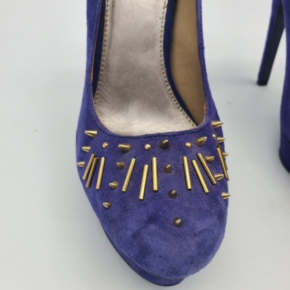 Rachel Rachel Roy Shoes Women 8.5 Heels Cobalt Blue Suede Platform Stilettos - Picture 3 of 8